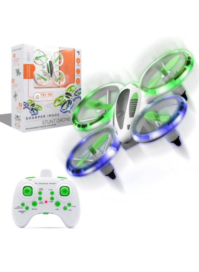 Sharper Image 2.4GHz RC Quadcopter Plane Glow Up Beginners Mini Stunt Drone with LED Lights & Rechargeable Battery for Kids 8+ Years - Image 1